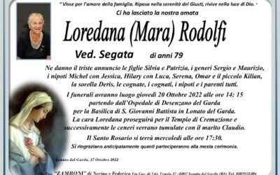 Necrologio LOREDANA (MARA) RODOLFI